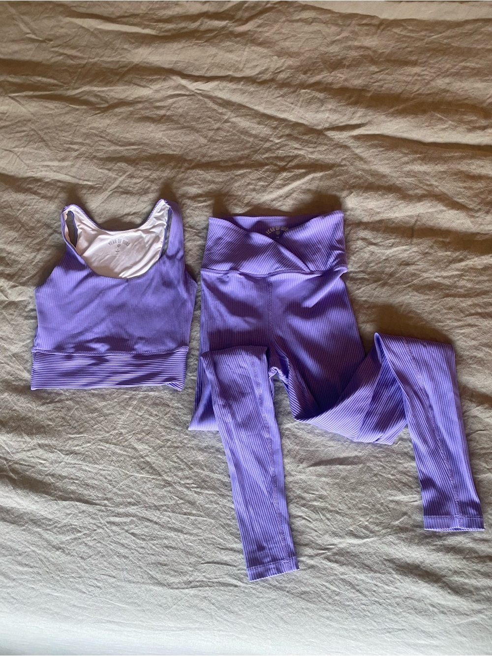 Year of Ours Lavender Ribbed Yoga Set